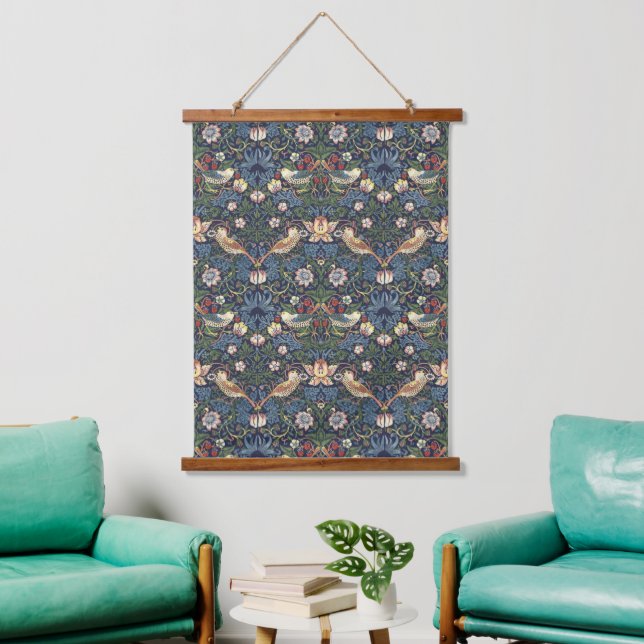 William Morris Vintage Strawberry Thief Pattern Hanging Tapestry (Living Room)