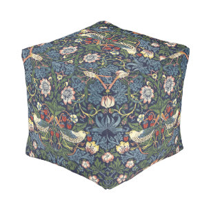 William Morris Vintage Strawberry Thief Pattern Pouf