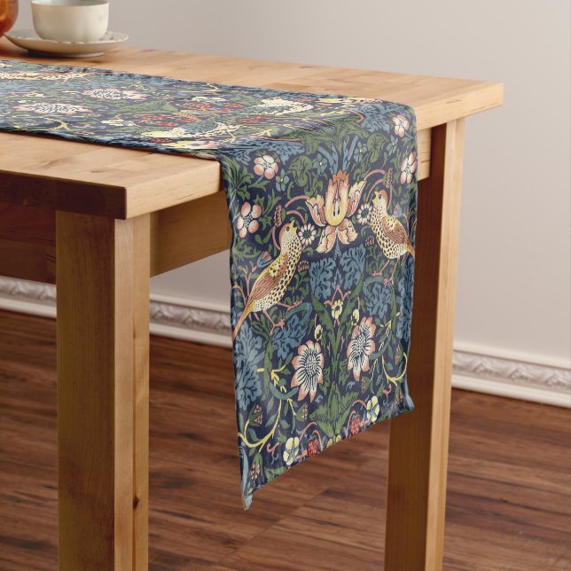 William Morris Vintage Strawberry Thief Pattern Short Table Runner (In Situ)