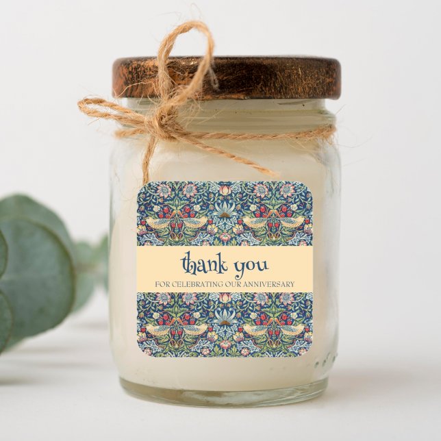 William Morris vintage strawberry thief Square Sticker (Creator Uploaded)