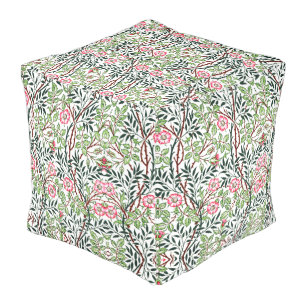 William Morris Vintage Sweet Briar Roses Foliage Pouf