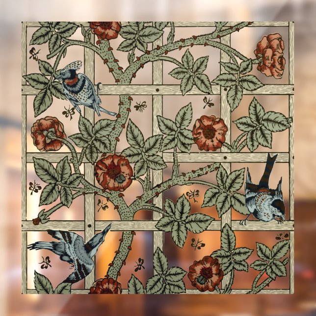 William Morris Vintage “Trellis” Pattern Window Cling (Sheet 2)