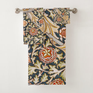 William Morris Vintage Trent Blue Floral Pattern Bath Towel Set