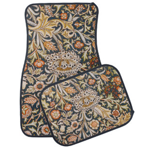 William Morris Vintage Trent Blue Floral Pattern Car Floor Mat