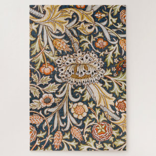 William Morris Vintage Trent Blue Floral Pattern Jigsaw Puzzle