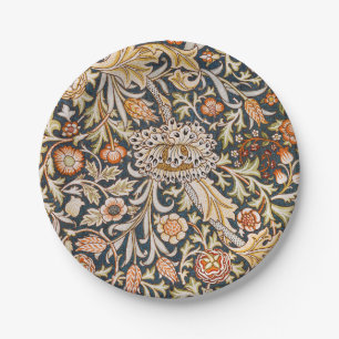 William Morris Vintage Trent Blue Floral Pattern Paper Plates