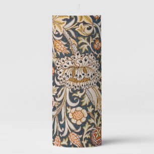 William Morris Vintage Trent Blue Floral Pattern Pillar Candle