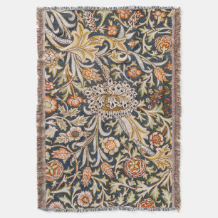 William Morris Vintage Trent Blue Floral Pattern Throw Blanket