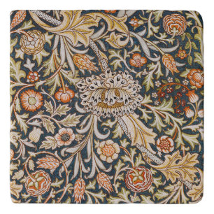 William Morris Vintage Trent Blue Floral Pattern Trivet