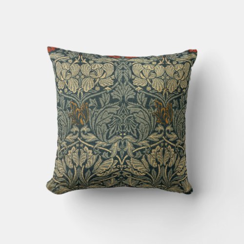 William Morris Vintage Tulip  Rose Floral Pattern Throw Pillow