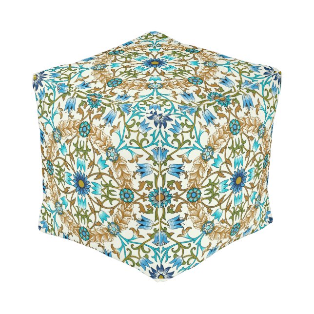 William Morris Vintage Vine Wreath Pattern Pouf (Angled Front)