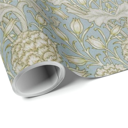 William Morris Vintage Wild Tulip Flowers Blue  Wrapping Paper