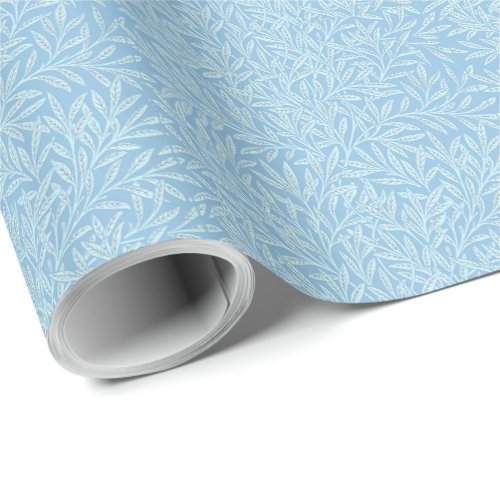 William Morris Vintage Willow Leaves Blue Light  Wrapping Paper
