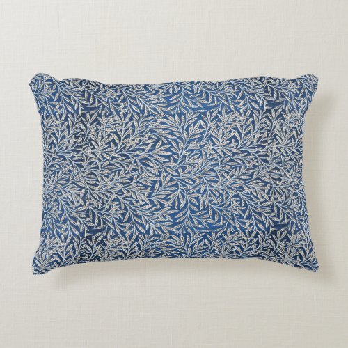 William Morris Vintage Willow Leaves Dark Blue   Accent Pillow