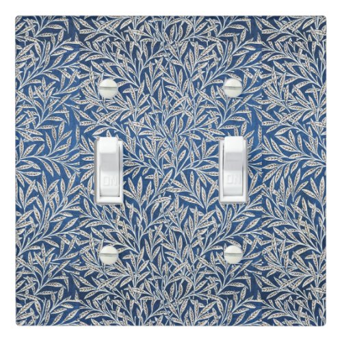 William Morris Vintage Willow Leaves Dark Blue   Light Switch Cover