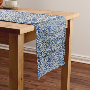 William Morris Vintage Willow Leaves Dark Blue Long Table Runner