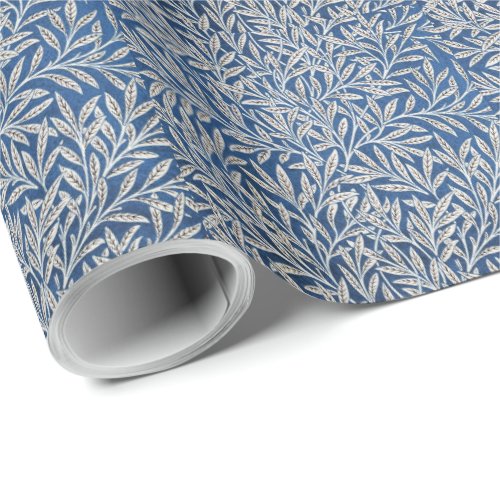 William Morris Vintage Willow Leaves Dark Blue   Wrapping Paper