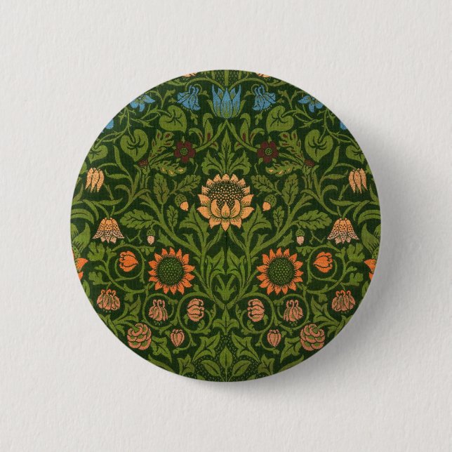 William Morris Violet and Columbine Art Rug Button (Front)
