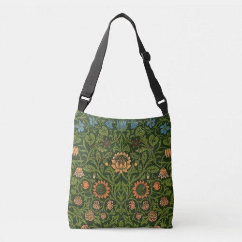 William Morris Violet and Columbine Art Rug Crossbody Bag