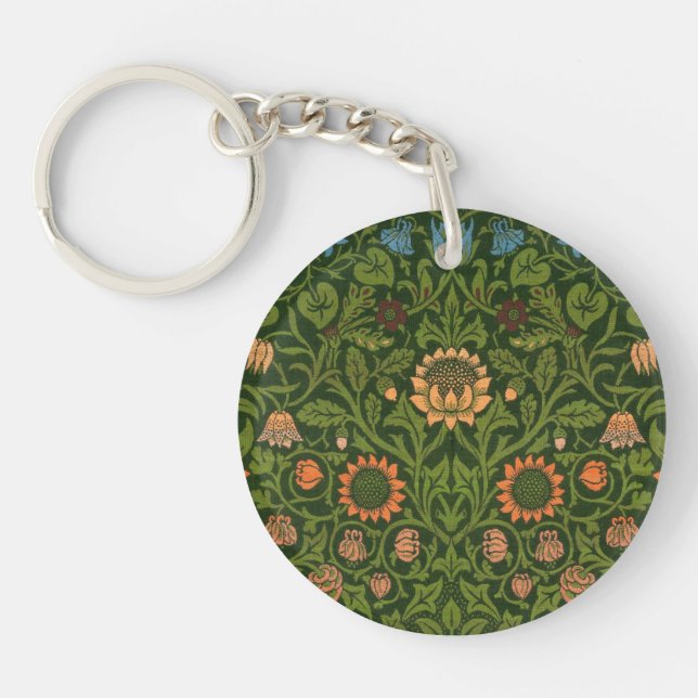 William Morris Violet and Columbine Art Rug Keychain (Front)