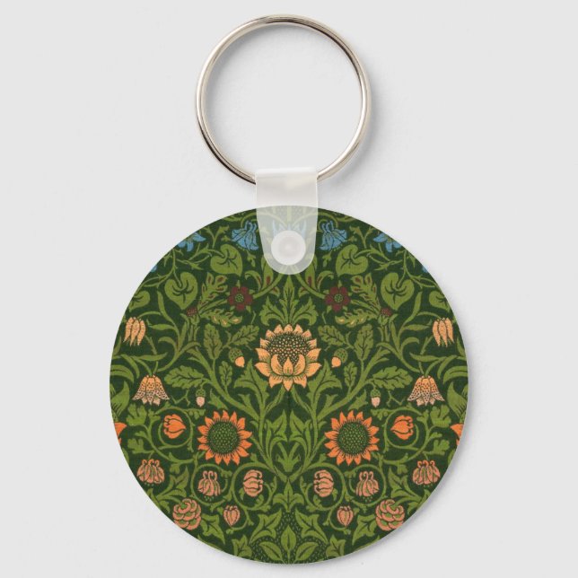 William Morris Violet and Columbine Art Rug Keychain (Front)