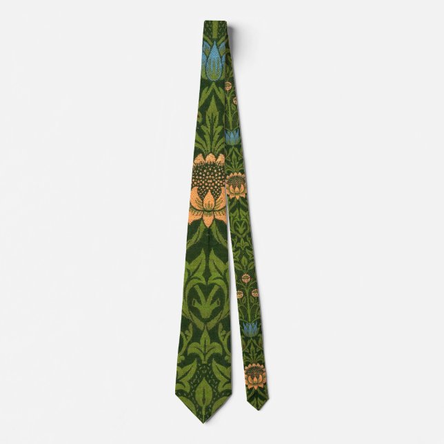 William Morris Violet and Columbine Art Rug Neck Tie (Front)