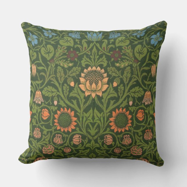 William Morris Violet and Columbine Art Rug Outdoor Pillow (Front)