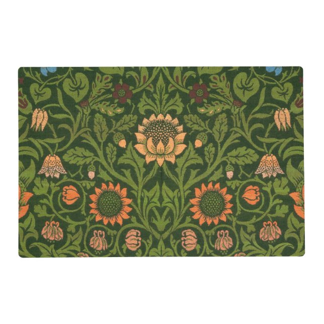 William Morris Violet and Columbine Art Rug Placemat (Front)