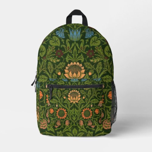 William Morris Violet and Columbine Art Rug Printed Backpack