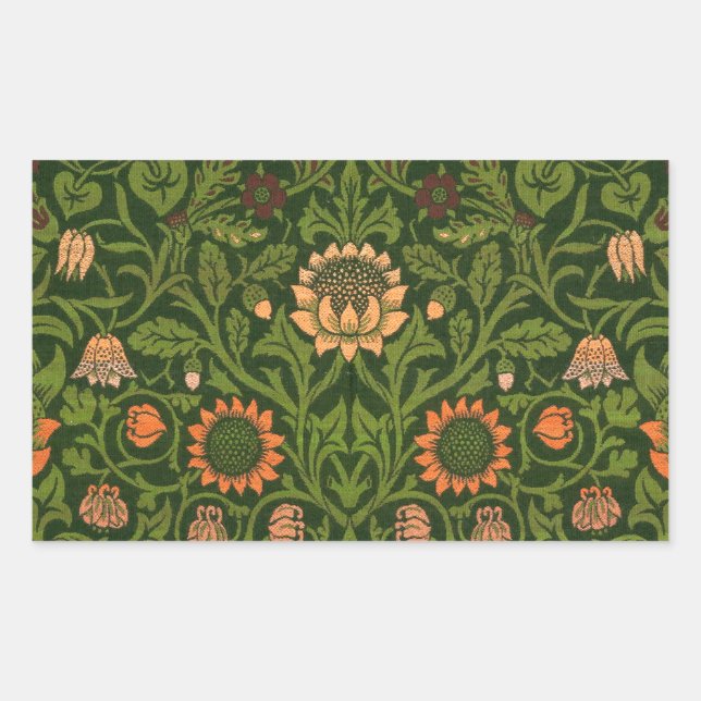 William Morris Violet and Columbine Art Rug Rectangular Sticker (Front)