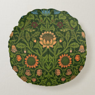 William Morris Violet and Columbine Art Rug Round Pillow