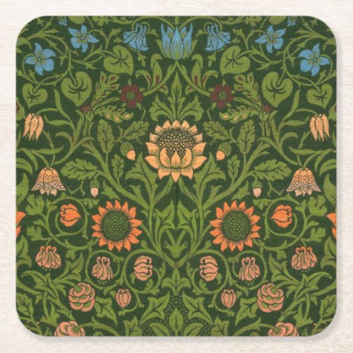 William Morris Violet and Columbine Art Rug Square Paper Coaster