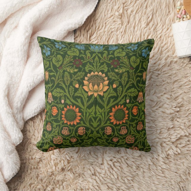 William Morris Violet and Columbine Art Rug Throw Pillow (Blanket)