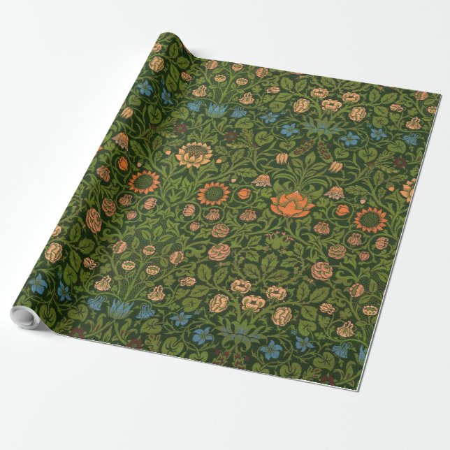 William Morris Violet and Columbine Art Rug Wrapping Paper (Unrolled)