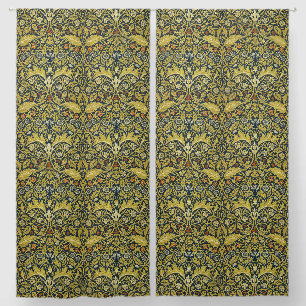 William Morris Violet Columbine Navy Floral Blackout Curtains