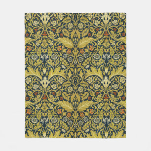 William Morris Violet Columbine Navy Floral Fleece Blanket