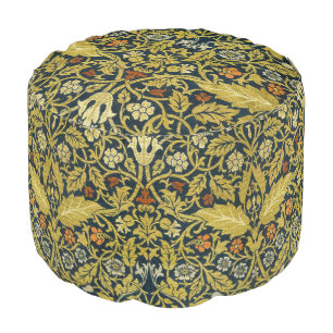 William Morris Violet Columbine Navy Floral Pouf