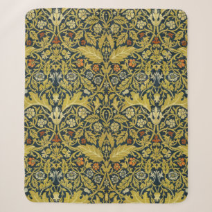 William Morris Violet Columbine Navy Floral Sherpa Blanket