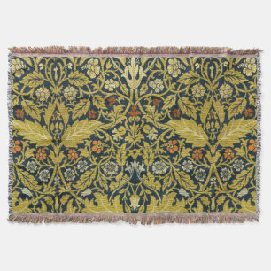William Morris Violet Columbine Navy Floral Throw Blanket