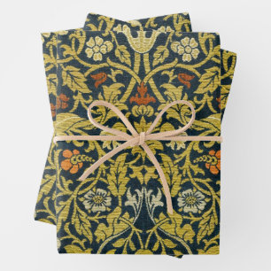  William Morris Violet Columbine Navy Floral Wrapping Paper Sheets