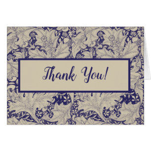 William Morris Wallflower floral blue damask 