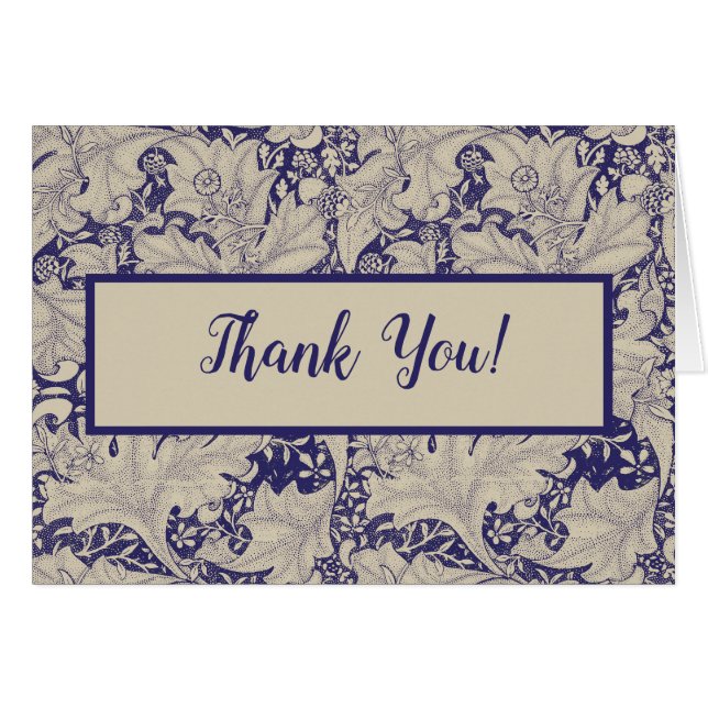 William Morris Wallflower floral blue damask  (Front Horizontal)