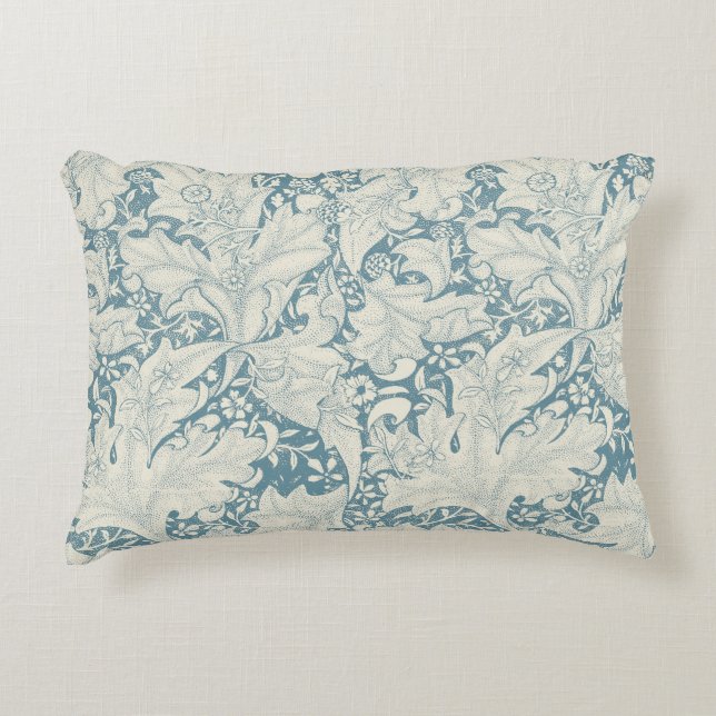William Morris Wallflower floral blue damask  Accent Pillow (Front)