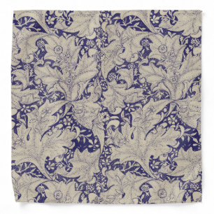 William Morris Wallflower floral blue damask Bandana