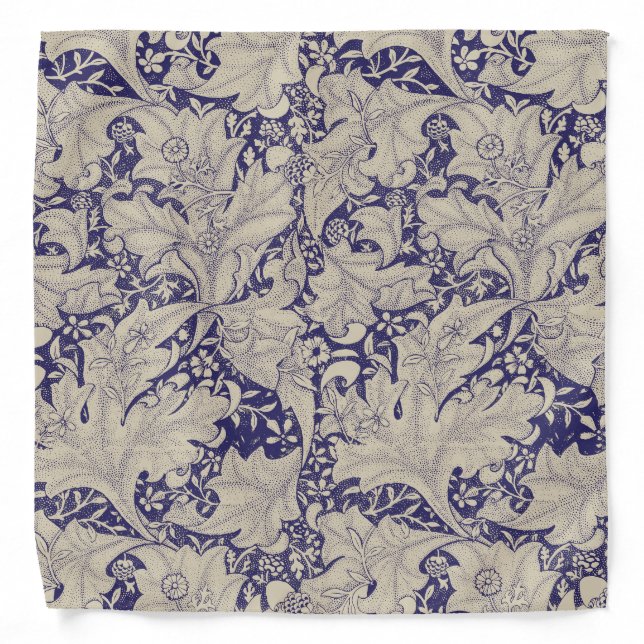 William Morris Wallflower floral blue damask  Bandana (Front)
