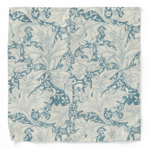 William Morris Wallflower floral blue damask Bandana