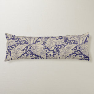 William Morris Wallflower floral blue damask Body Pillow