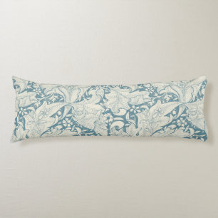 William Morris Wallflower floral blue damask Body Pillow