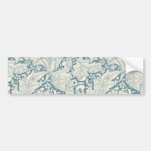 William Morris Wallflower floral blue damask  Bumper Sticker (Front)