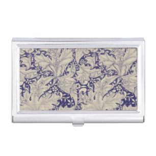 William Morris Wallflower floral blue damask Business Card Case